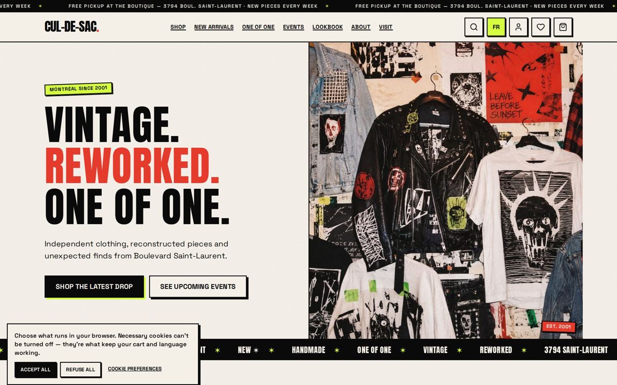 CUL-DE-SAC vintage boutique website built by STELLAIRE in Montréal