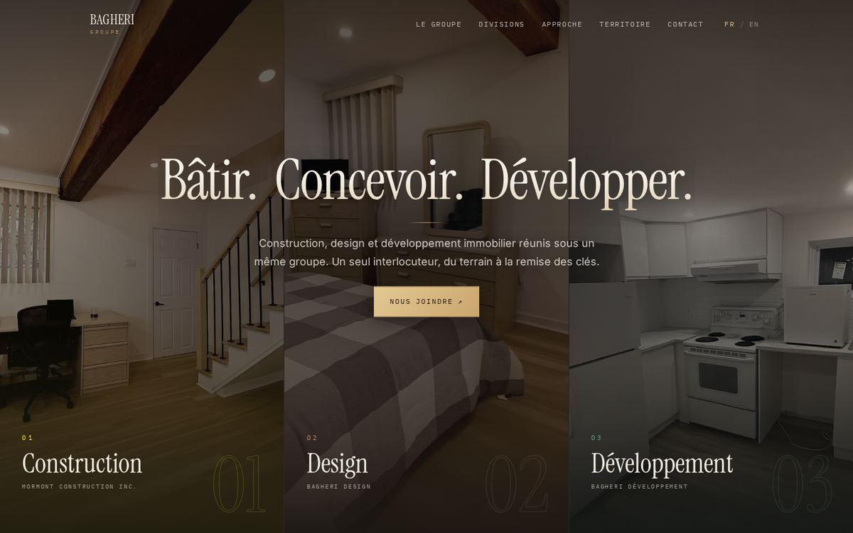 Groupe Bagheri website homepage, designed by STELLAIRE