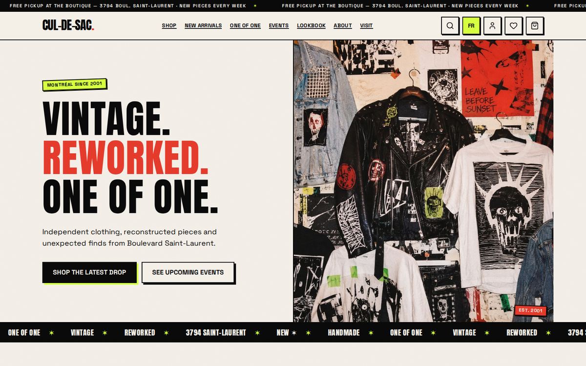 Cul-de-Sac website homepage, designed by STELLAIRE